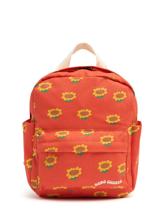 Bobo Choses: Printed cotton canvas backpack - Red - kids-girls_0 | Luisa Via Roma