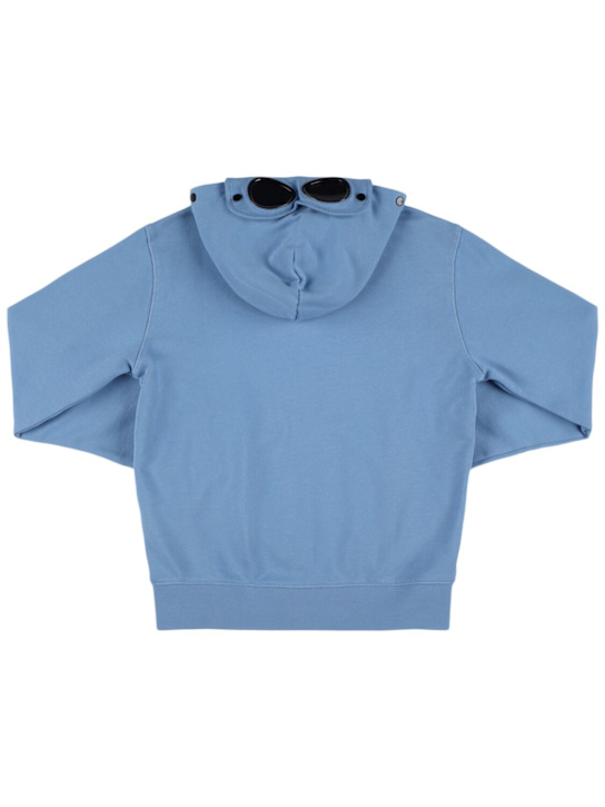 C.P. Company: Logo print cotton zip-up sweatshirt - Blue - kids-boys_2 | Luisa Via Roma
