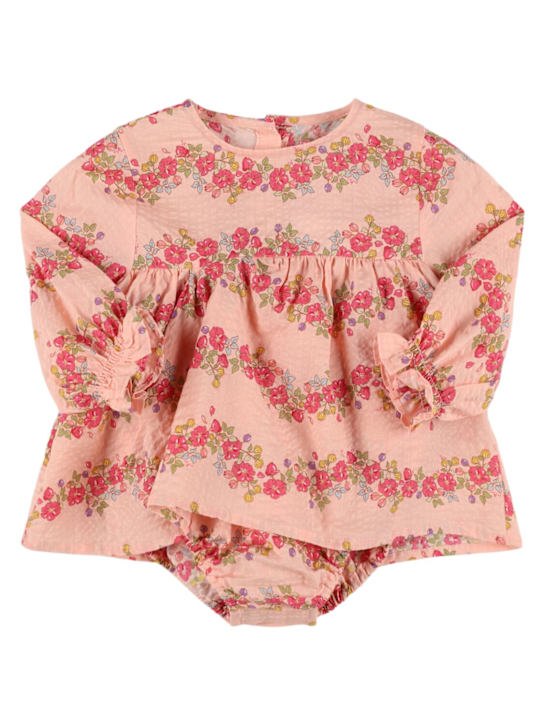 Konges Sløjd: Vestito in cotone stampato con culotte - Beige/Rosa - kids-girls_0 | Luisa Via Roma