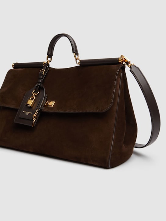 Dolce&Gabbana: Large My Sicily suede top handle bag - women_1 | Luisa Via Roma