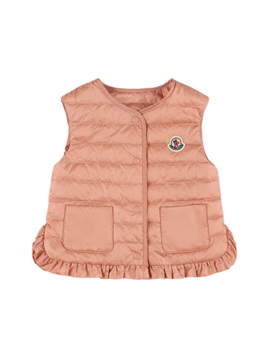 Moncler: Piumino smanicato in nylon - Rosa - kids-girls_0 | Luisa Via Roma
