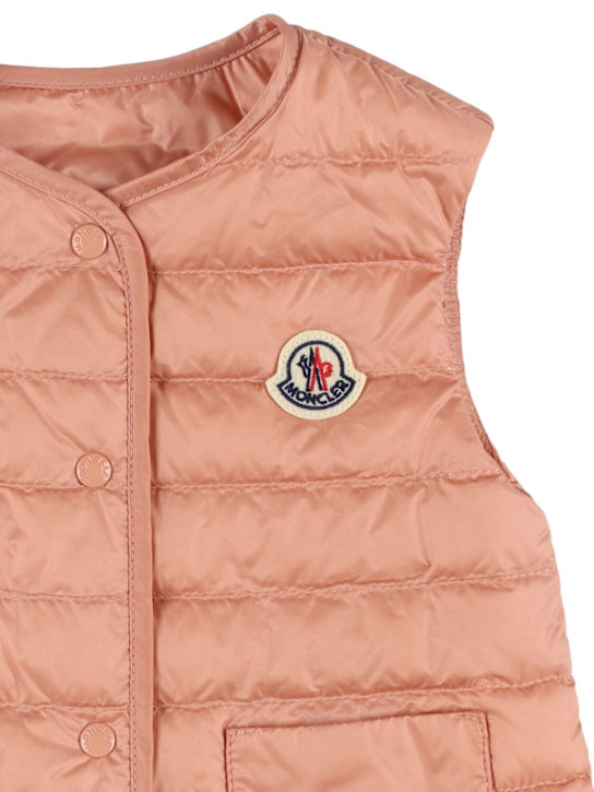 Moncler: Piumino smanicato in nylon - Rosa - kids-girls_1 | Luisa Via Roma