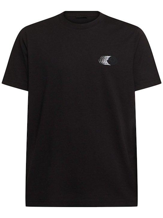 Moncler: Faded logo cotton t-shirt - men_0 | Luisa Via Roma
