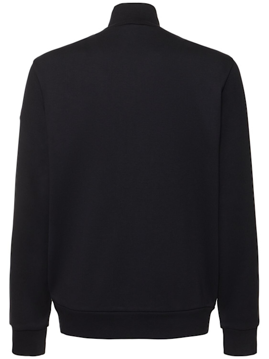 Moncler: Tricolor cotton zip-up sweatshirt - Midnight Blue - men_3 | Luisa Via Roma