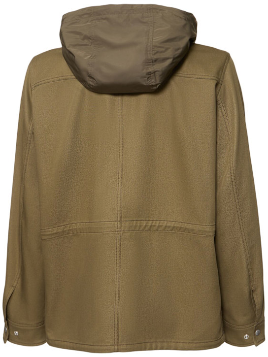 Moncler: Guerledan hooded cotton shirt jacket - Olive Green - men_4 | Luisa Via Roma