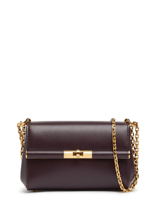 Dolce&Gabbana: Marlene palmellato leather shoulder bag - Bordeaux - women_0 | Luisa Via Roma