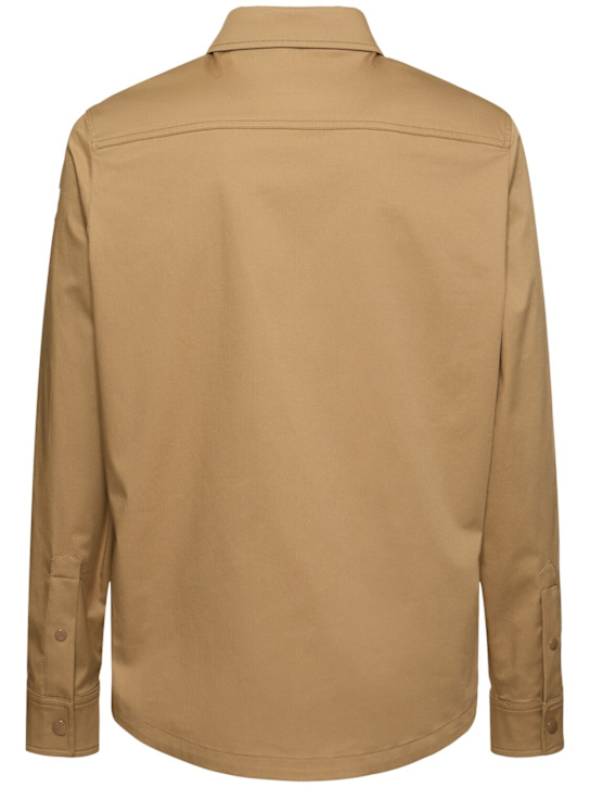 Moncler: Cotton blend gabardine shirt jacket - Beige - men_3 | Luisa Via Roma
