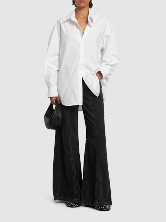 Alexander Wang: Oversize shirt w/ graphic embroidery - White - women_1 | Luisa Via Roma