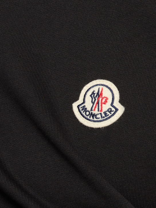 Moncler: Logo patch cotton sweatshirt - Black - men_4 | Luisa Via Roma
