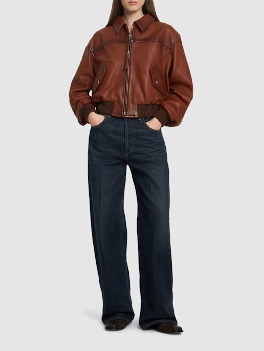 Acne Studios: Loroma leather bomber jacket - women_1 | Luisa Via Roma