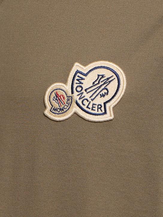 Moncler: Double logo patch cotton t-shirt - Green - men_4 | Luisa Via Roma