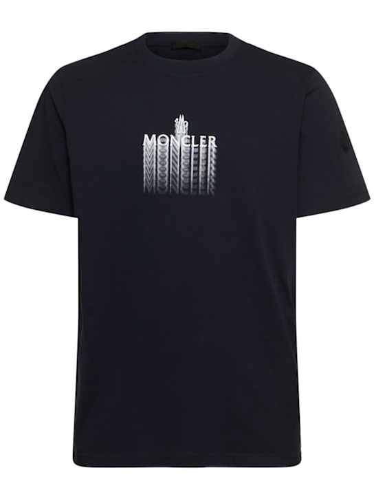 Moncler: Faded logo cotton t-shirt - men_0 | Luisa Via Roma