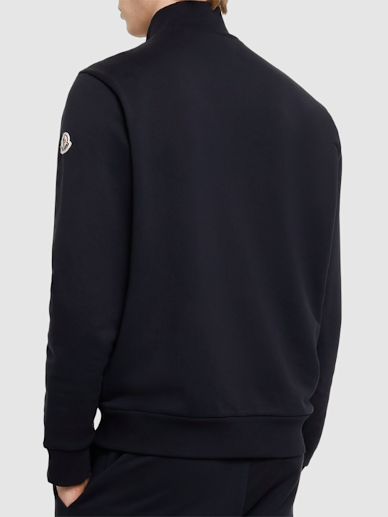 Moncler: Tricolor cotton zip-up sweatshirt - Midnight Blue - men_2 | Luisa Via Roma