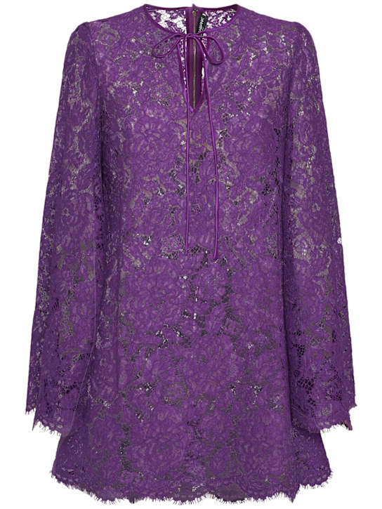 Dolce&Gabbana: Lace mini dress - Purple - women_0 | Luisa Via Roma