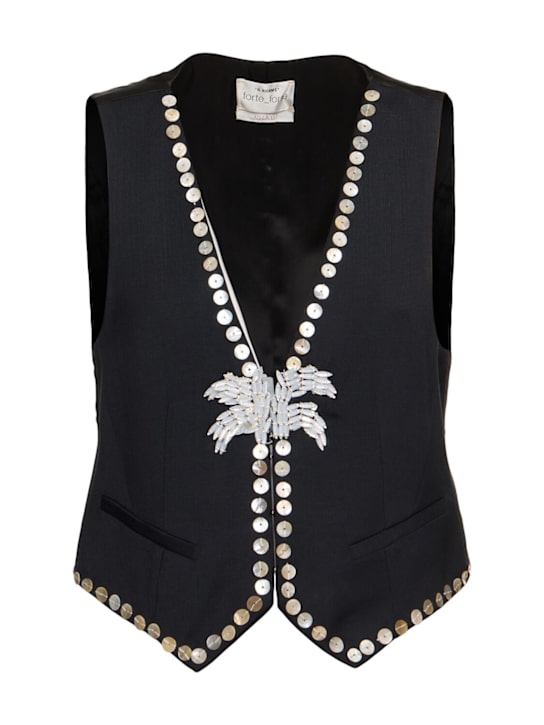 Forte_forte: Viscose blend embroidered vest - women_0 | Luisa Via Roma