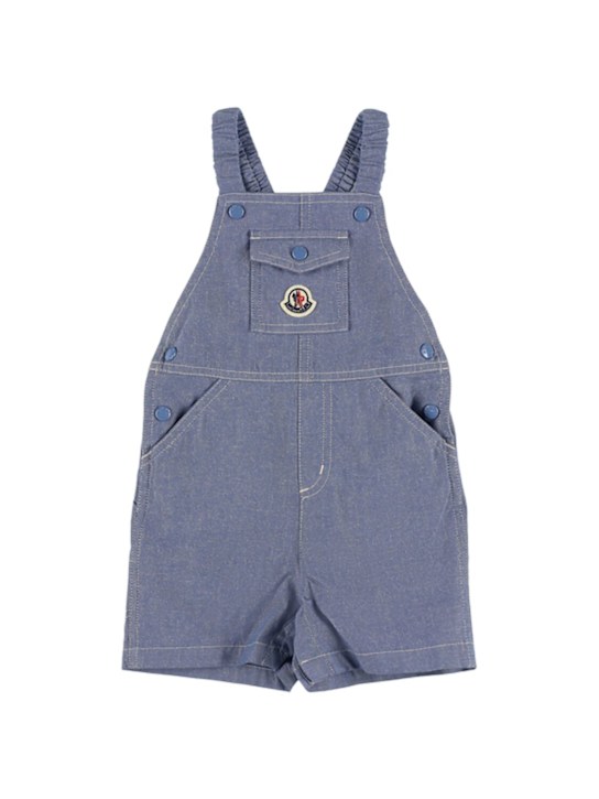 Moncler: Strampler aus Baumwollchambray - Denim Blue - kids-boys_0 | Luisa Via Roma