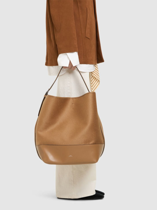 Toteme: Belted doublé wool tote bag - Camel - women_1 | Luisa Via Roma