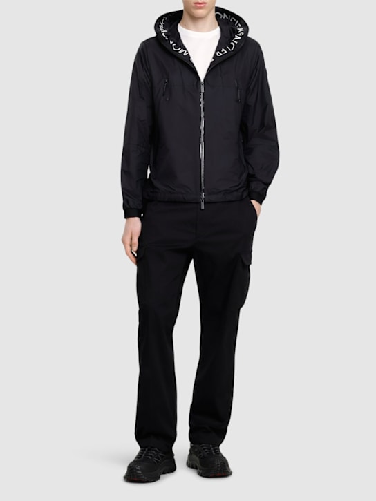 Moncler: Junichi hooded nylon rainwear jacket - Black - men_1 | Luisa Via Roma