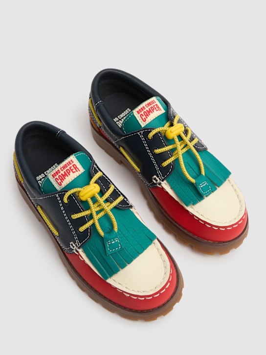 Bobo Choses: Leather loafers - Blue/Multi - kids-boys_1 | Luisa Via Roma