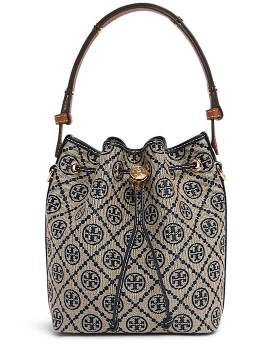 Tory Burch: T Monogram canvas bucket bag - women_0 | Luisa Via Roma