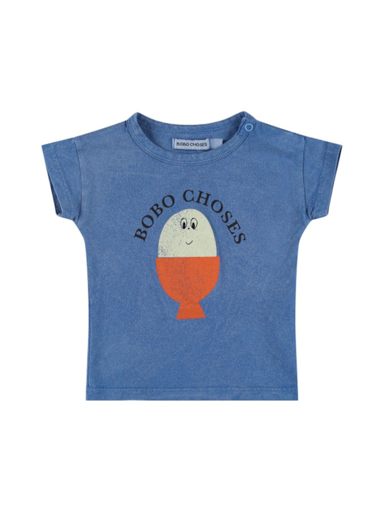 Bobo Choses: Printed cotton jersey t-shirt - Blue - kids-boys_0 | Luisa Via Roma