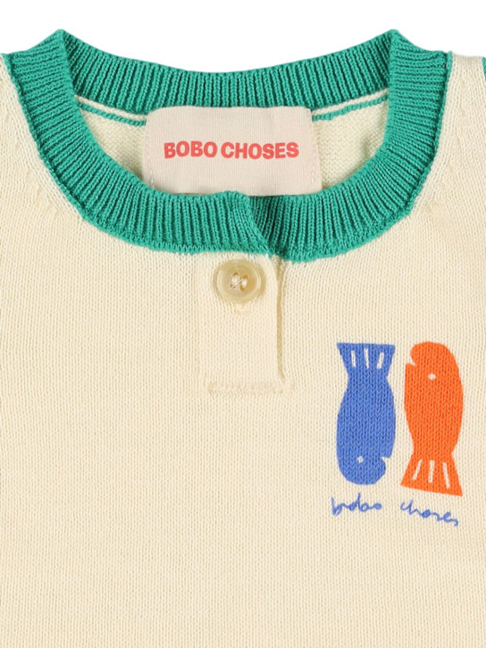 Bobo Choses: コットンニットタンクトップ＆ショートパンツ - ホワイト/グリーン - kids-boys_1 | Luisa Via Roma