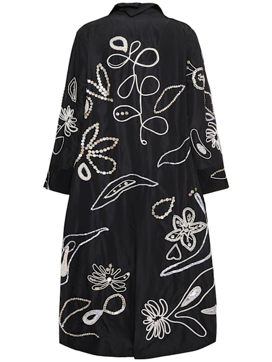 Forte_forte: Pearl suite embroidered taffeta coat - Black - women_3 | Luisa Via Roma