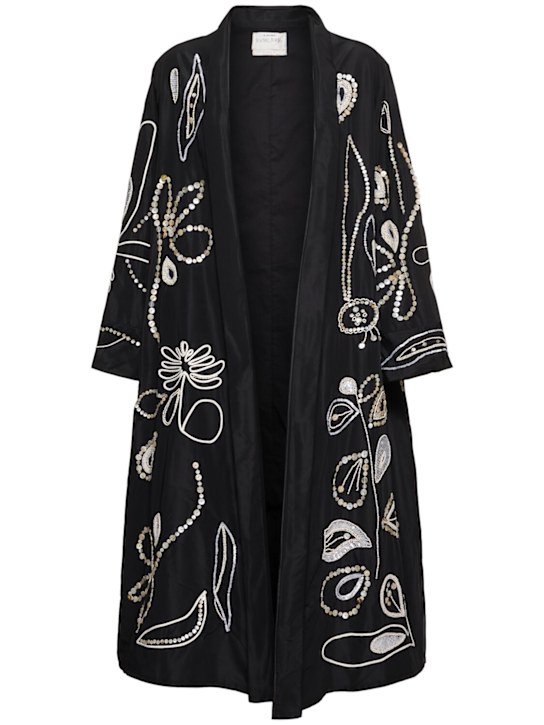 Forte_forte: Pearl suite embroidered taffeta coat - Black - women_0 | Luisa Via Roma