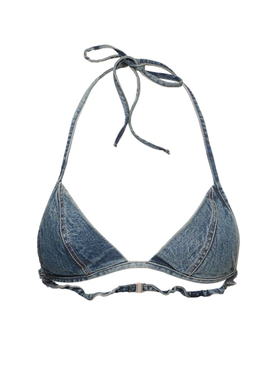 Denim triangle cotton bra