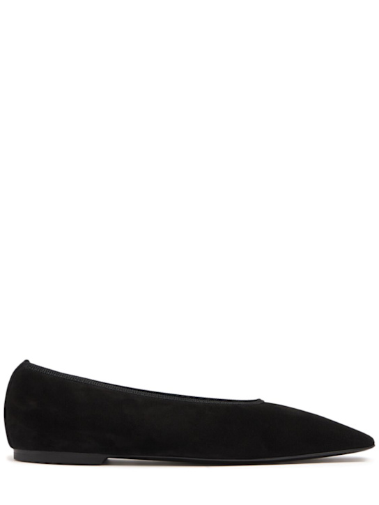 Toteme: 10mm Minimalist suede ballerina flats - Black - women_0 | Luisa Via Roma