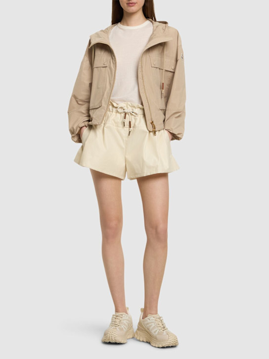 Moncler: Cotton blend shorts - Silk White - women_1 | Luisa Via Roma