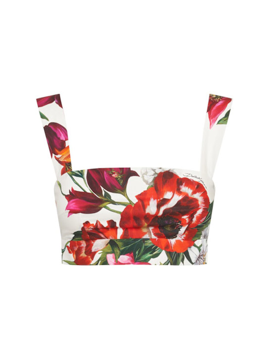 Dolce&Gabbana: Printed cotton short top - White/Multi - women_0 | Luisa Via Roma