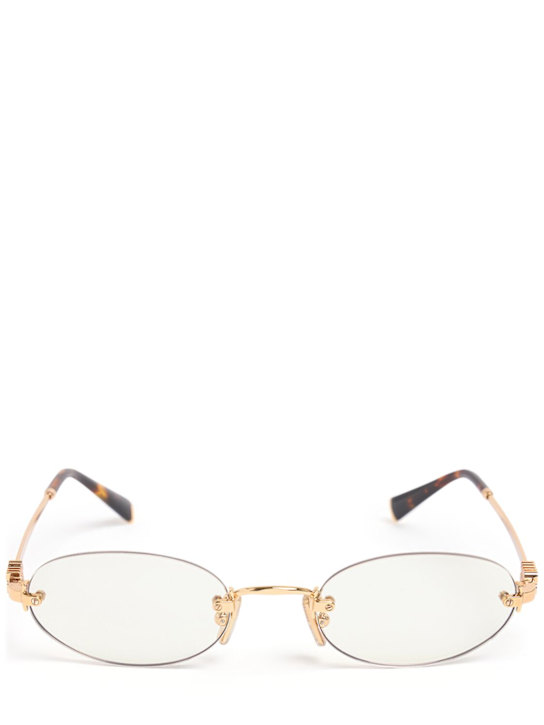 Miu Miu: Regard round metal sunglasses - Gold/Clear Blue - women_0 | Luisa Via Roma