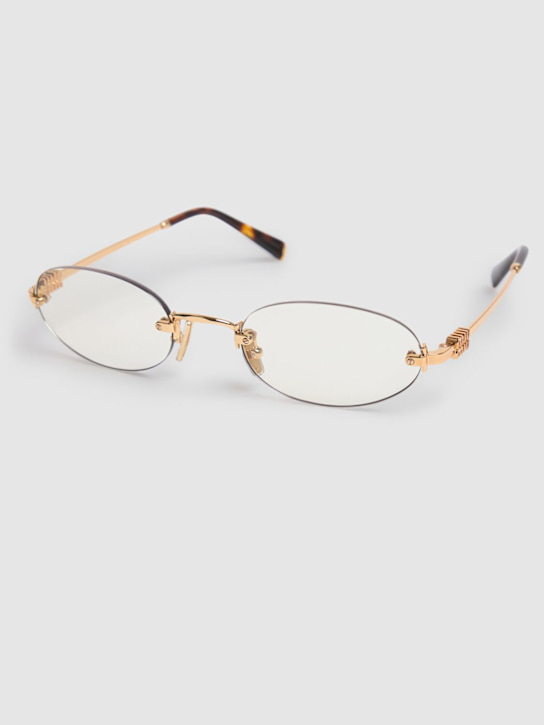 Miu Miu: Regard round metal sunglasses - Gold/Clear Blue - women_2 | Luisa Via Roma
