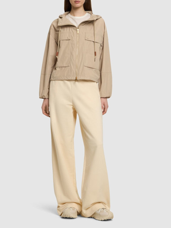 Moncler: Giacca Sauvan in misto cotone con cappuccio - Beige Chiaro - women_1 | Luisa Via Roma