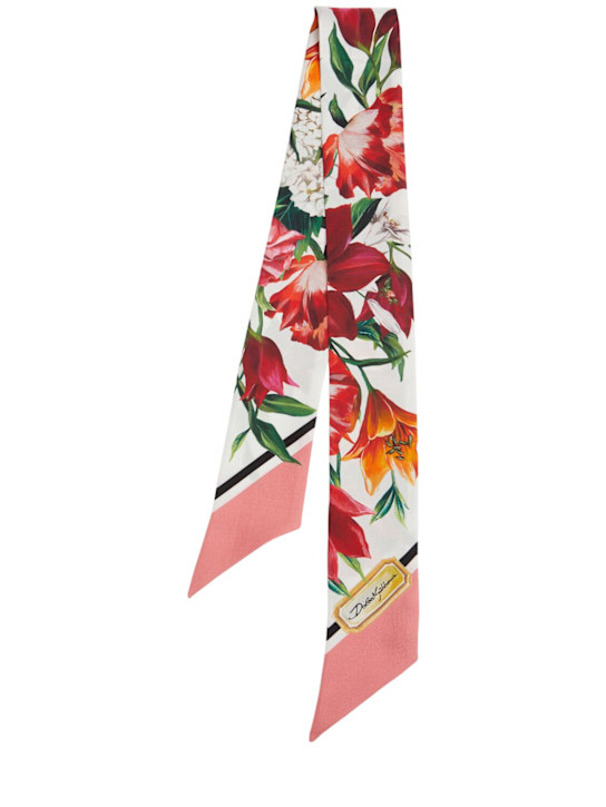Dolce&Gabbana: Printed silk bandeau - White - women_0 | Luisa Via Roma