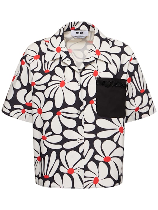 MSGM: Camicia in misto cotone stampato - women_0 | Luisa Via Roma