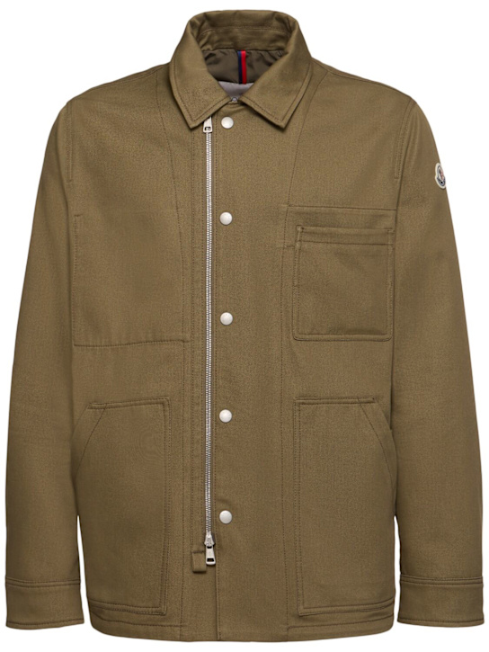 Moncler: Guerledan hooded cotton shirt jacket - Olive Green - men_6 | Luisa Via Roma
