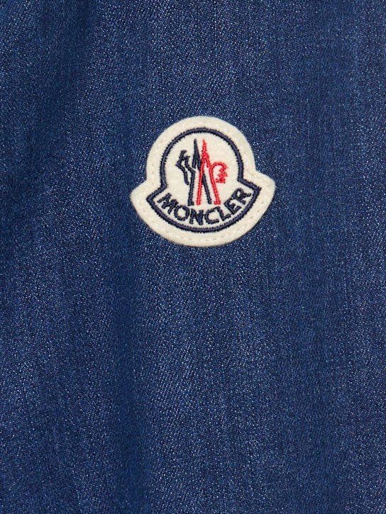 Moncler: Cotton blend denim zip-up shirt - Blue - men_4 | Luisa Via Roma