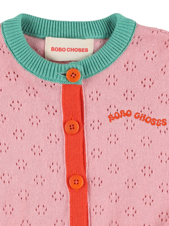 Bobo Choses: コットンニットカーディガン - ピンク - kids-girls_1 | Luisa Via Roma