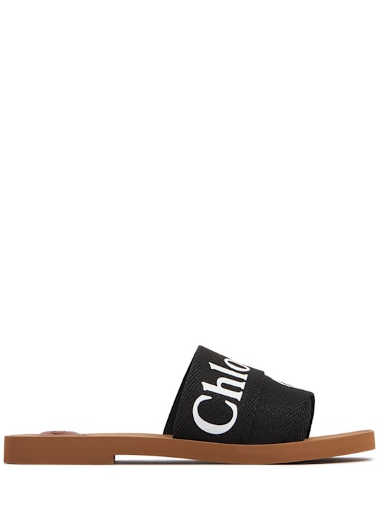 Chloé: Woody logo sandals - Black - women_0 | Luisa Via Roma