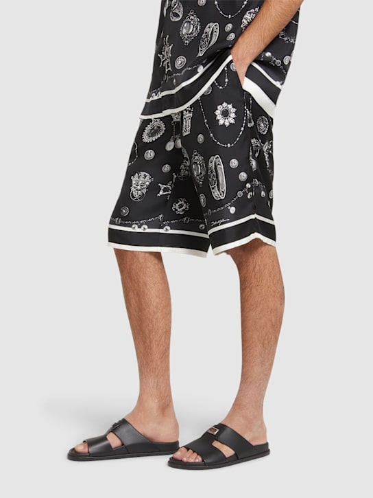 Dolce&Gabbana: Leather sandals - Black - men_1 | Luisa Via Roma