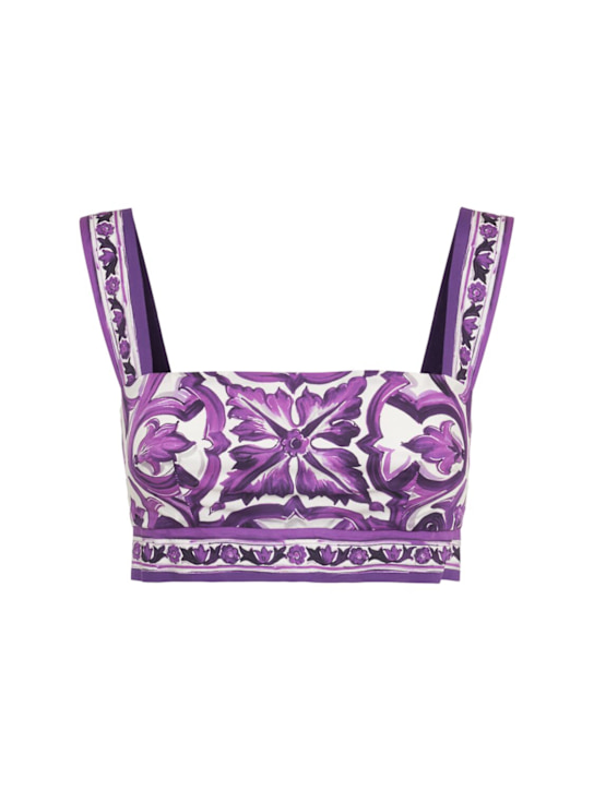 Dolce&Gabbana: Maiolica printed cotton top - women_0 | Luisa Via Roma