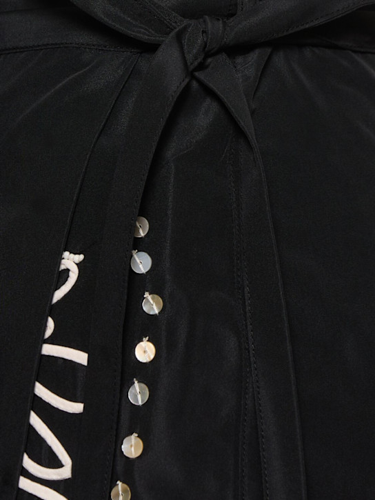 Forte_forte: Pearl suite embroidered taffeta sarong - Black - women_4 | Luisa Via Roma