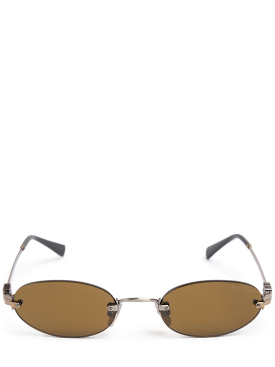 Miu Miu: Occhiali da sole rotondi Regard in metallo - women_0 | Luisa Via Roma