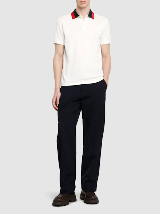 Moncler: Embroidered logo cotton polo shirt - men_1 | Luisa Via Roma
