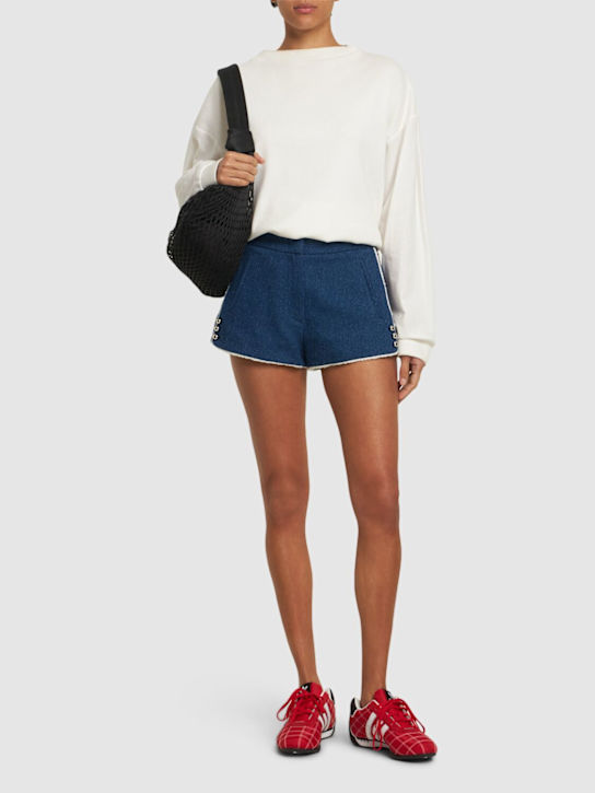 MSGM: Cotton blend mini shorts - women_1 | Luisa Via Roma