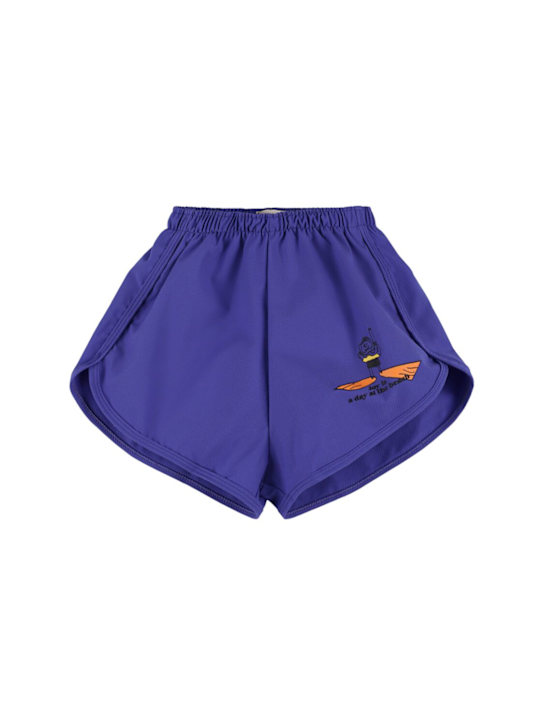 Bobo Choses: Printed poly swim shorts - Blue - kids-boys_0 | Luisa Via Roma