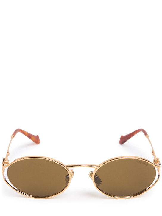 Miu Miu: Runde, metallische Sonnenbrille - women_0 | Luisa Via Roma