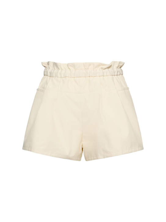 Moncler: Cotton blend shorts - Silk White - women_3 | Luisa Via Roma